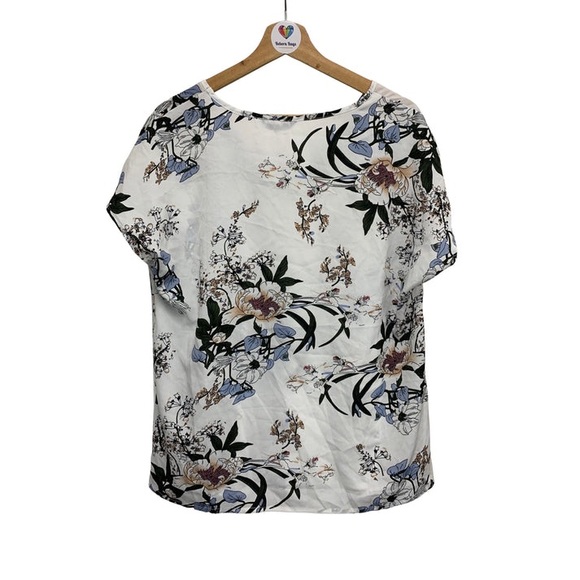SHEIN White Floral V-neck Top Size XL-NWOT - Picture 2 of 5